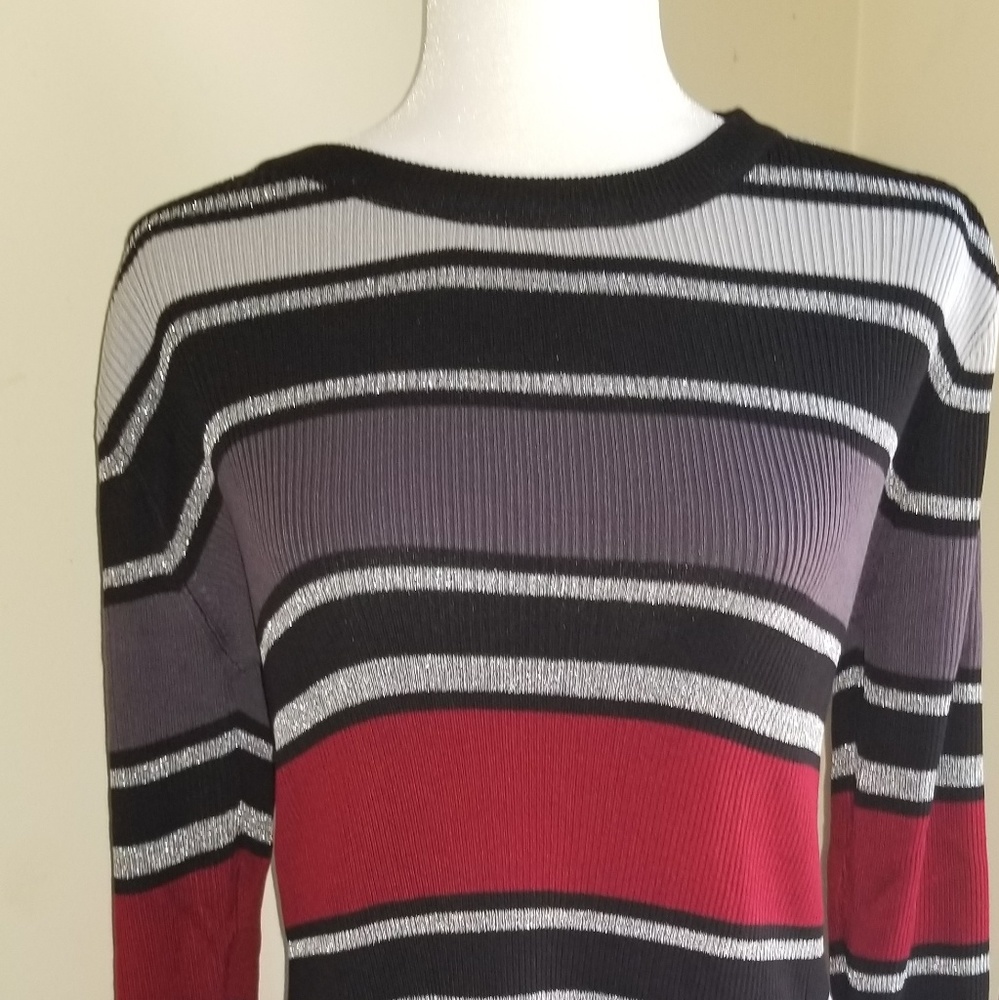 Derek Heart Metallic Stripe Bodycon Sweater Dress